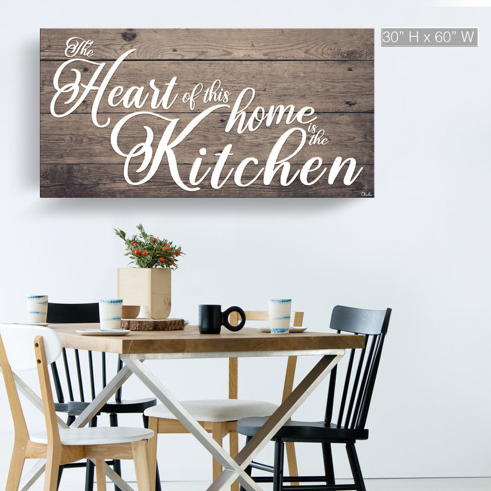 Where the Heart is Wrapped Canvas Kitchen Wall Art, 30"x60"