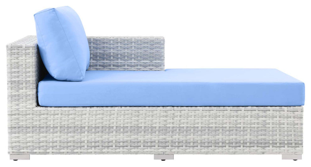 Lounge Sectional Sofa Chair Set, Rattan, Wicker, Gray Blue, Modern, Outdoor
