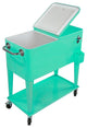 80 Quart Retro Rolling Cooler Cart, Outdoor, Seafoam