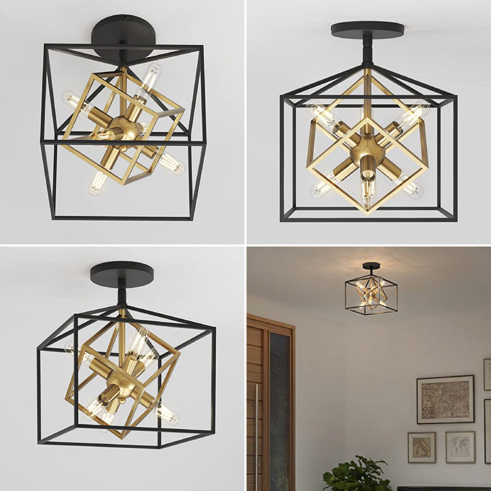 Black & Gold 6 light ceiling light Alloy Steel light fan fixtures ceiling