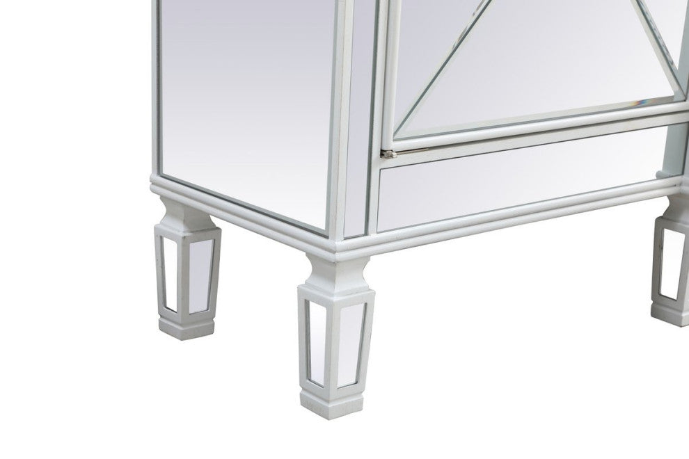 Elegant Decor MF61072AW-F2 Mirrored Credenza With Crystal Fireplace