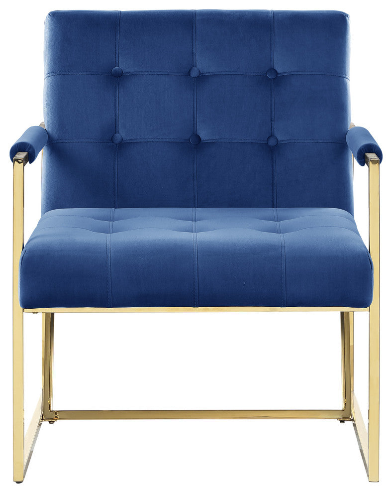 Louie Modern Arm Chair with Gold Frame, Navy Blue