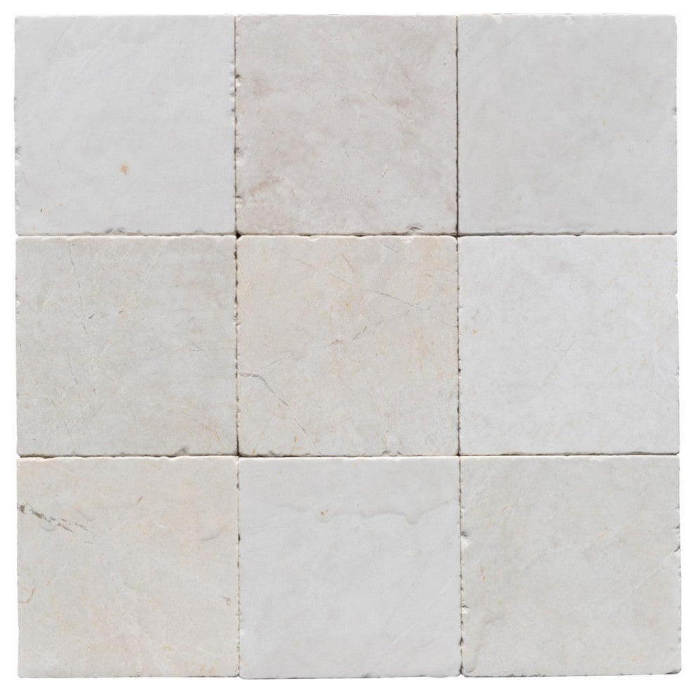Botticino Super Light Cream Tumbled Marble Tile - 8"x8"x3/8", 132 Sqft Boxed