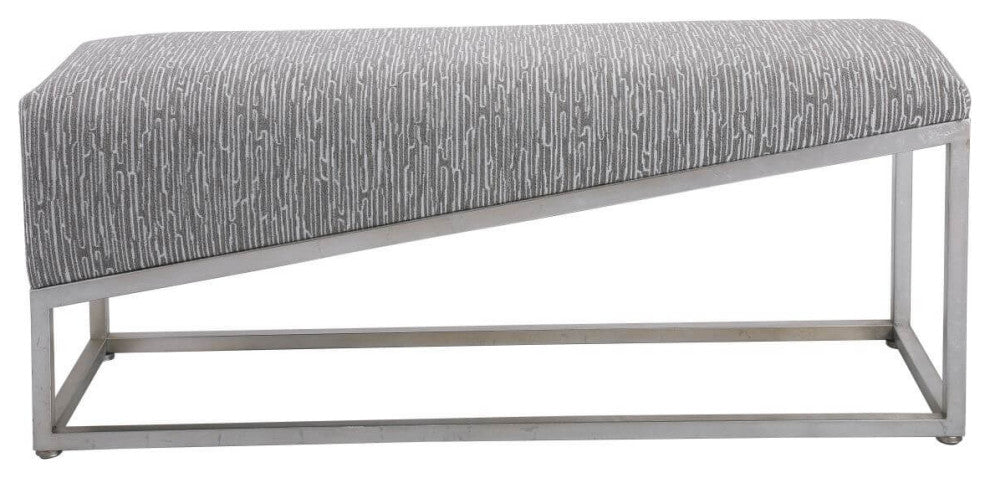 Uttermost Uphill Climb 48x21" Geometric Bench, Brushed Silver