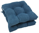 16" Solid Micro Suede Square Tufted Chair Cushions, Set of 2, Indigo