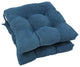 16" Solid Micro Suede Square Tufted Chair Cushions, Set of 2, Indigo