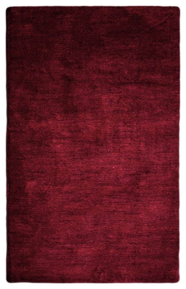 Hand Knotted Loom Silk Mix Area Rug Solid Red