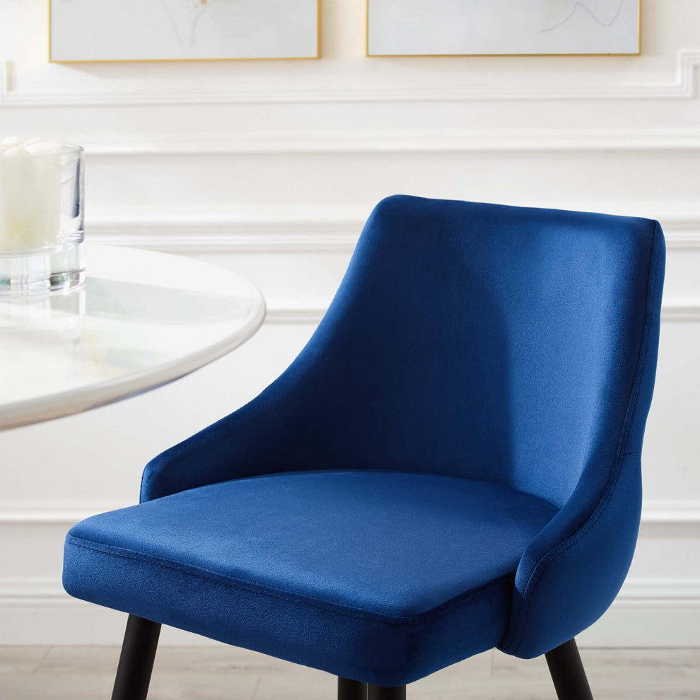 Bar Stool Chair Barstool, Set of 2, Velvet, Blue Navy, Modern, Bar Pub Bistro