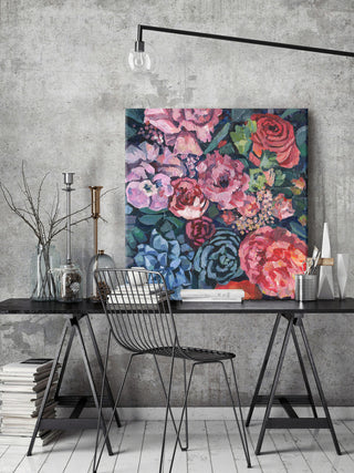 "Vibrant Floral" Painting Print on Wrapped Canvas, 18"x18"
