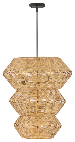 Hinkley Lighting 40388 Luca 10 Light 28"W Waterfall Chandelier - Black / Camel