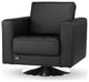 Laurent Swivel Chair with Top Grain Leather, Black