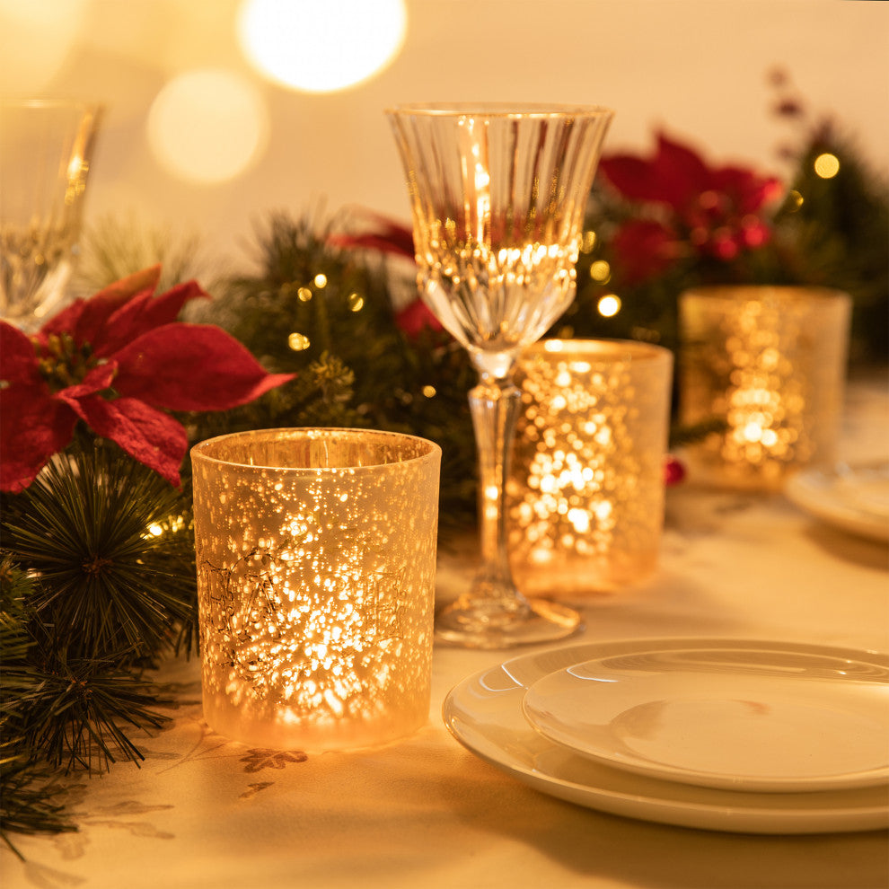 3-Piece Set Nativity Glass Candle Holders