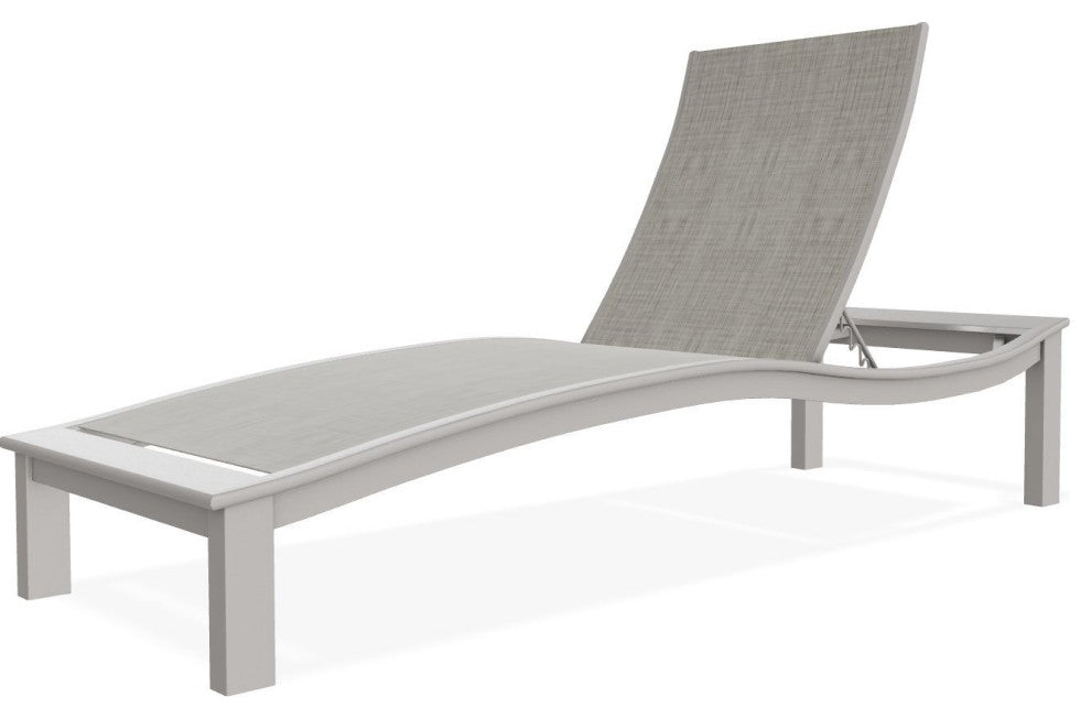 Bazza Sling 4-Position Contour Outdoor Chaise Lounge, Smoke/Warm Gray