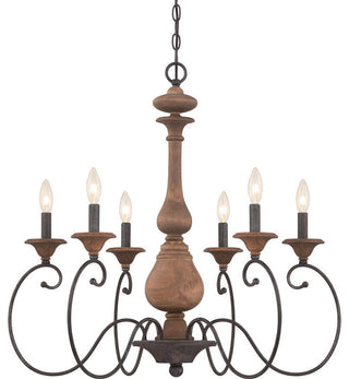 Quoizel ABN5006RK Six Light Chandelier Auburn Rustic Black