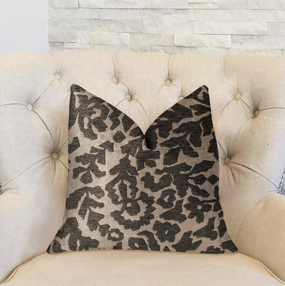 Lustrous Leaves Gray Luxury Throw Pillow, 20"x30" Queen