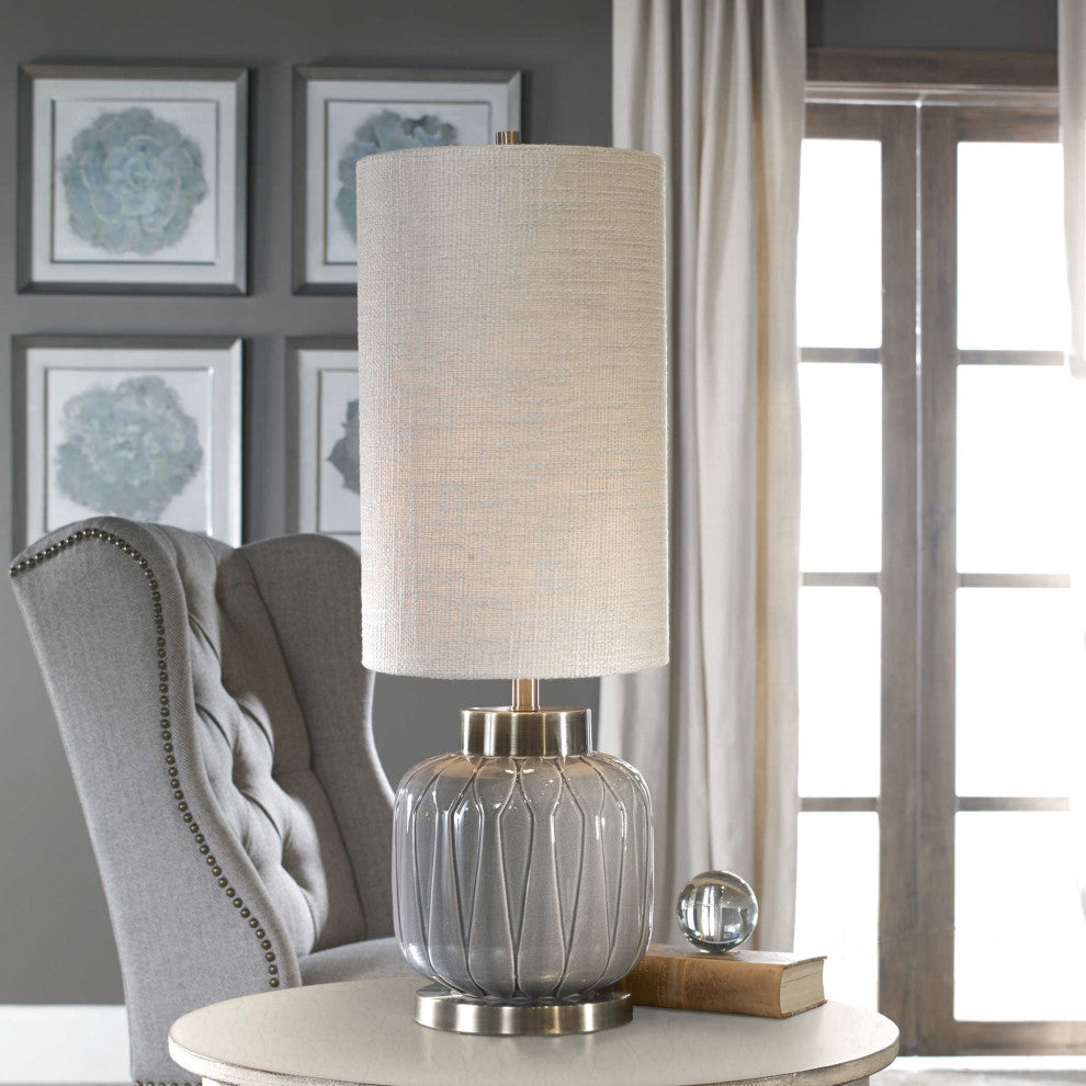 Uttermost Zahlia 1 Light 32" Tall Aged Ceramic Lamp, Gray