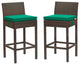 Brown Green Conduit Bar Stool Outdoor Patio Wicker Rattan Set of 2