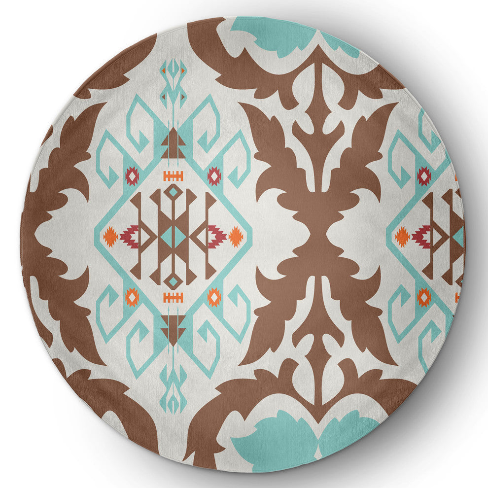 Bombay Medallion Spring Chenille Rug, Light Blue, 5' Round