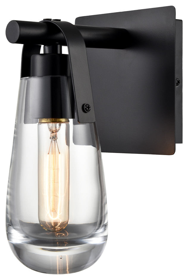 Black Raindrop Wall Sconce With Clear Glass