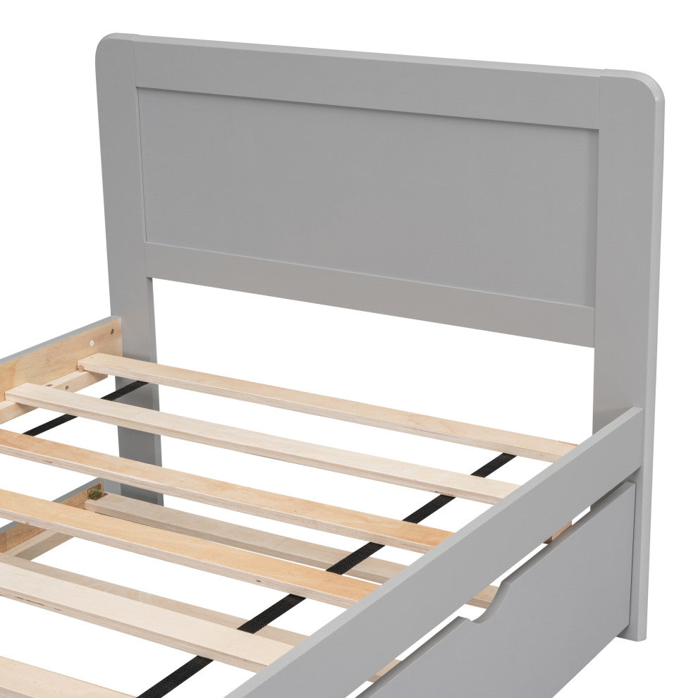 Gewnee Modern Design Twin Size Platform Bed Frame with Trundle