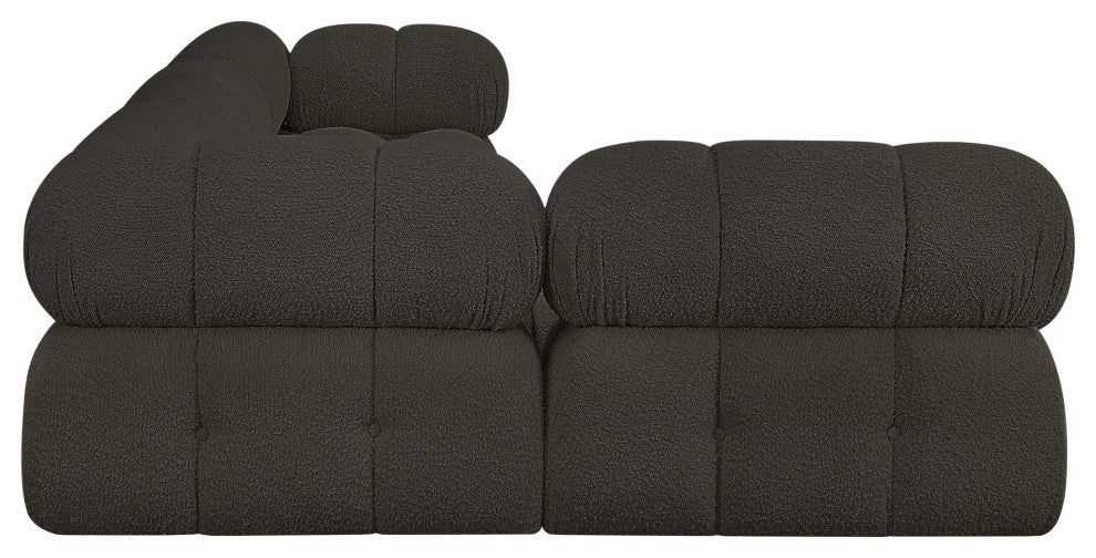 Ames Boucle Fabric L-Shaped Modular Sectional, Brown, 4-Piece: 2 Armless Chair, 2 Corner Chair