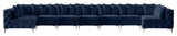 Tremblay Velvet Upholstered 9-Piece Modular U-Shaped Sectional, Navy