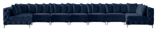 Tremblay Velvet Upholstered 9-Piece Modular U-Shaped Sectional, Navy