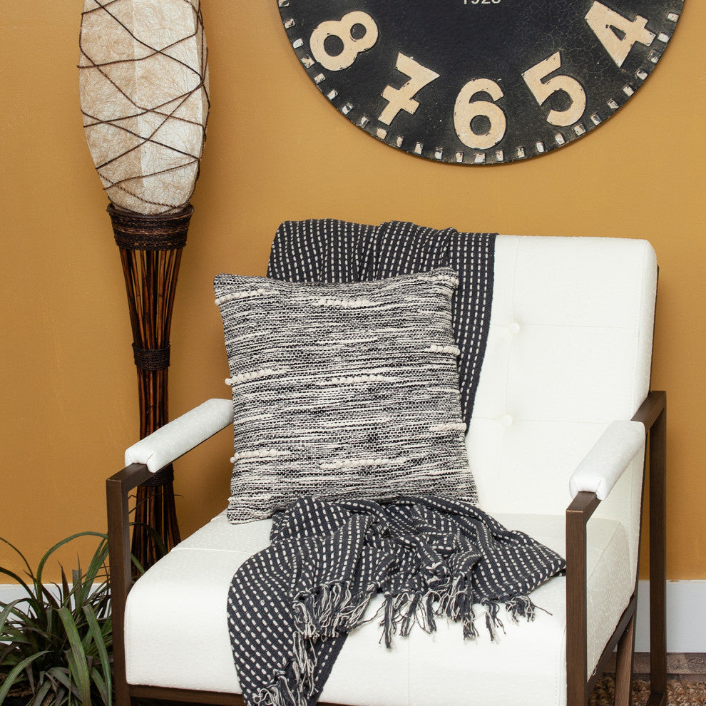 Parkland Collection Fresa Transitional Beige Pillow Cover With Poly Insert, 18"