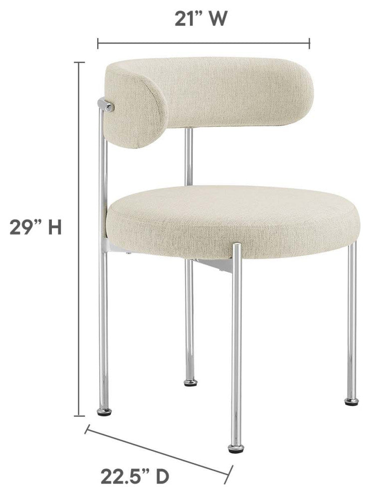 Albie Fabric Dining Chairs - Set of 2 - Beige Silver