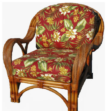 Caneel Bay Arm Chair in Cinnamon, Botanical-Fern Fabric