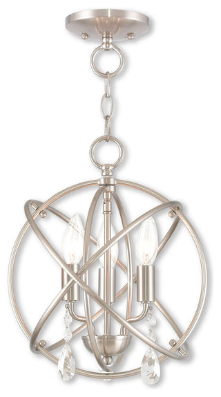 Aria 3-Light Mini Chandelier/Ceiling Mount, Brushed Nickel