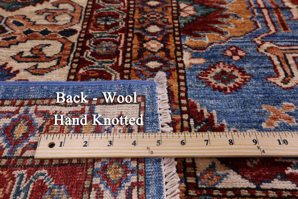 Super Kazak Geometric Hand-Knotted Rug 10' 0" X 13' 8" Q10603