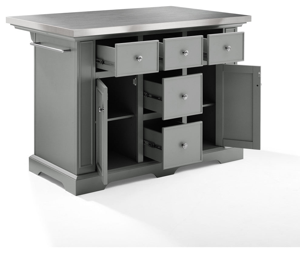 Julia Stainless Steel Top Kitchen Island