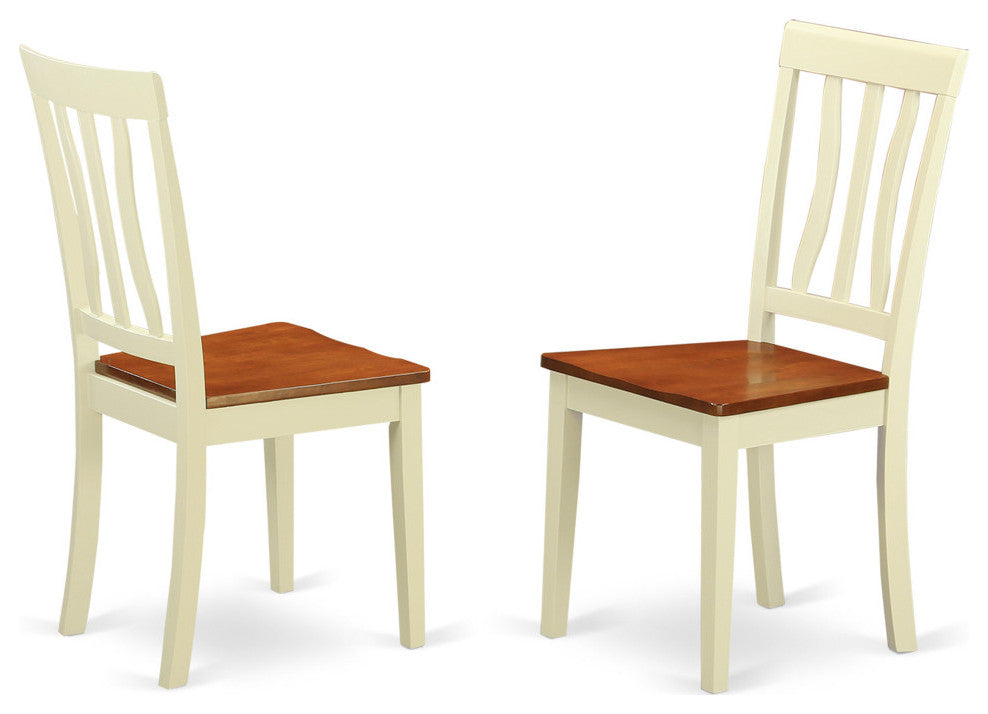 5 Pc Set, Round Small Table, 4 Wood Dinette Chairs, Buttermilk, Cherry .