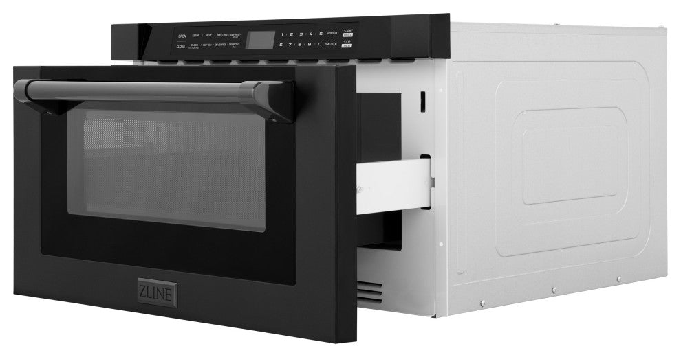 24" Built-in Microwave Drawer, Black Stainless Steel