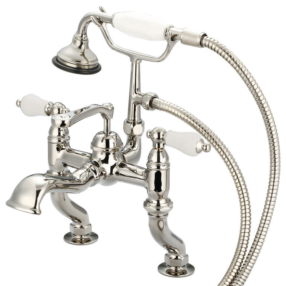 Vintage Classic Deck Mount Tub Faucet With Handshower, Polished Nickel Pvd Finis