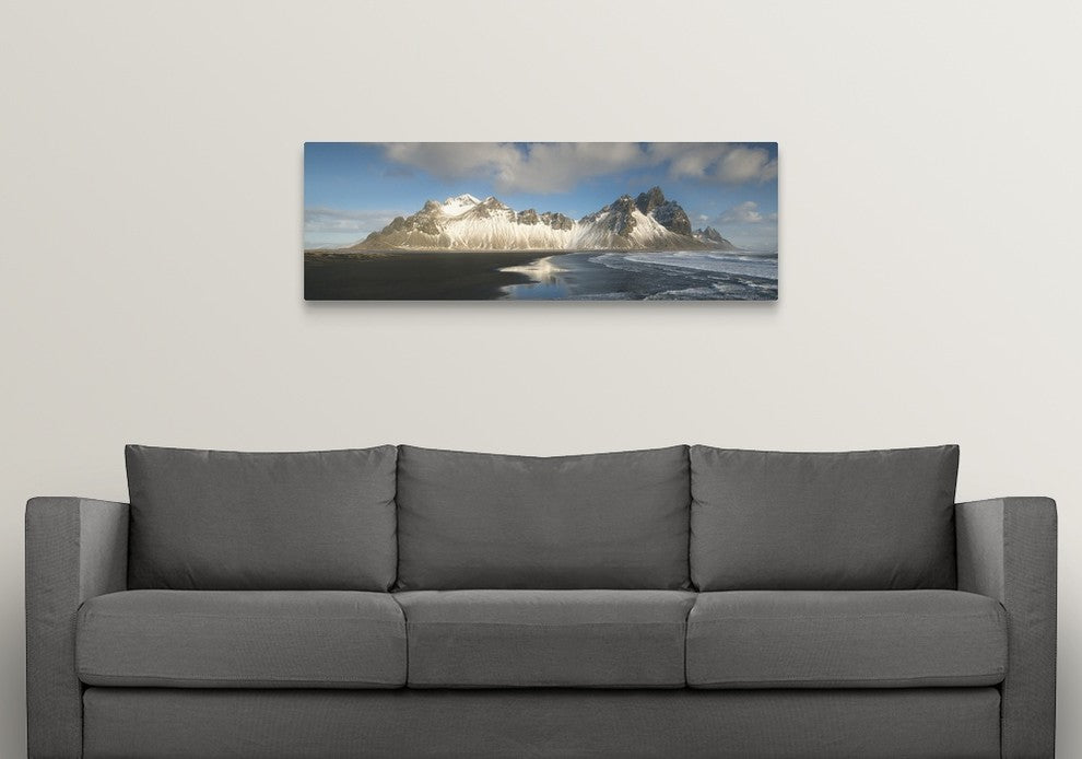 "Iceland, Vestrahorn Mountain in Stokksnes" Wrapped Canvas Art Print, 48"x16"...