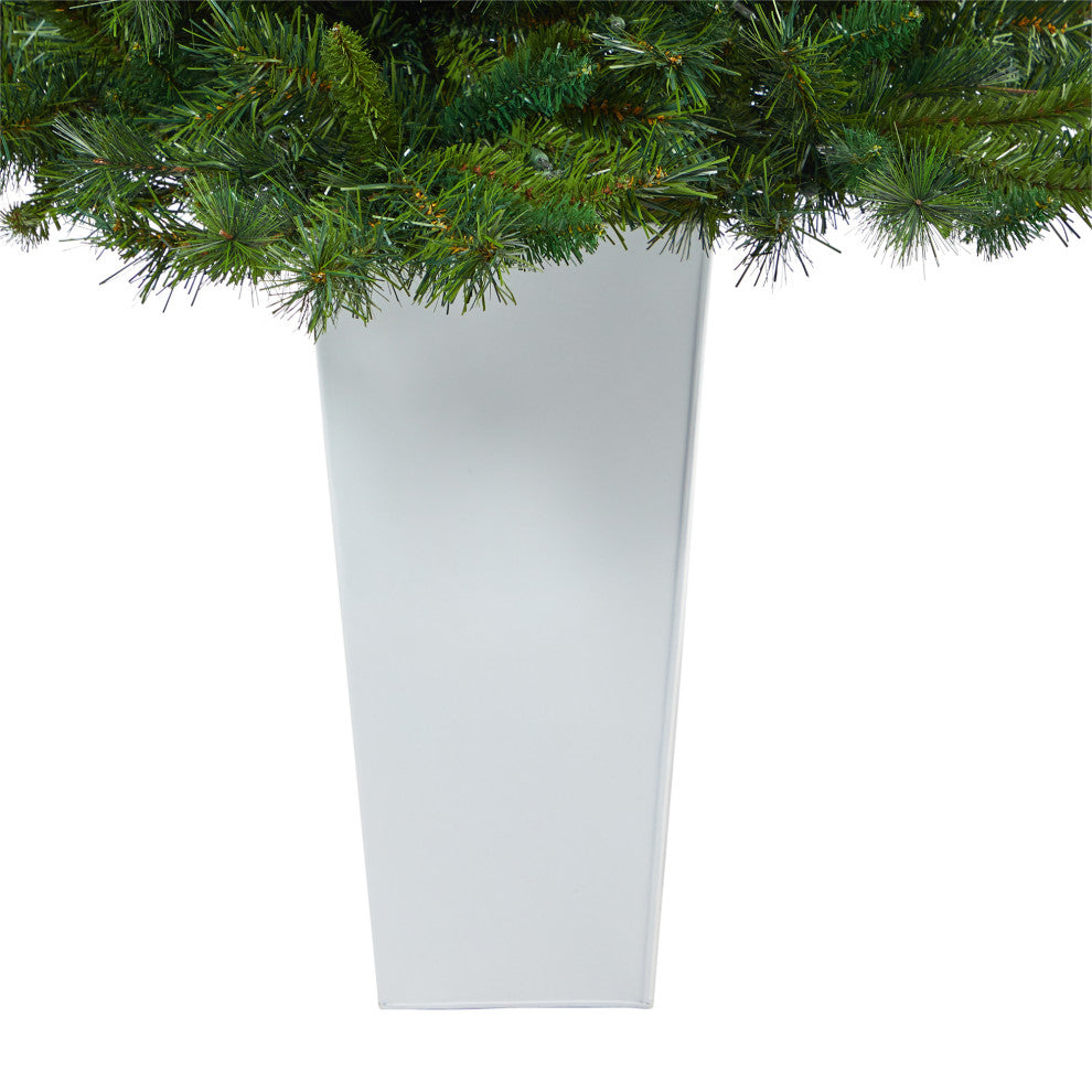 4.5' Wyoming Mixed Pine Faux Xmas Tree W/Lights & Bendable Branches, Planter