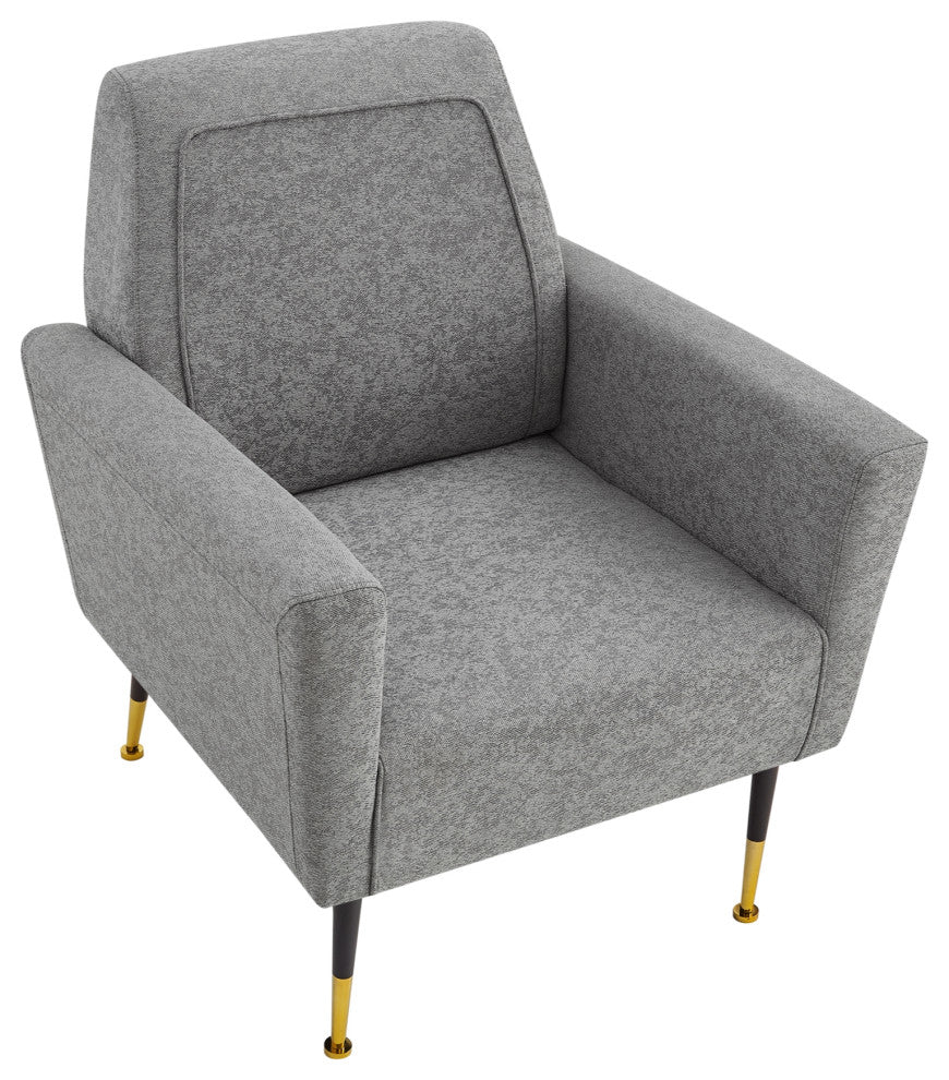 Inspired Home Holt Accent Chair Velvet/Linen 30Lx32Wx36H, Light Gray