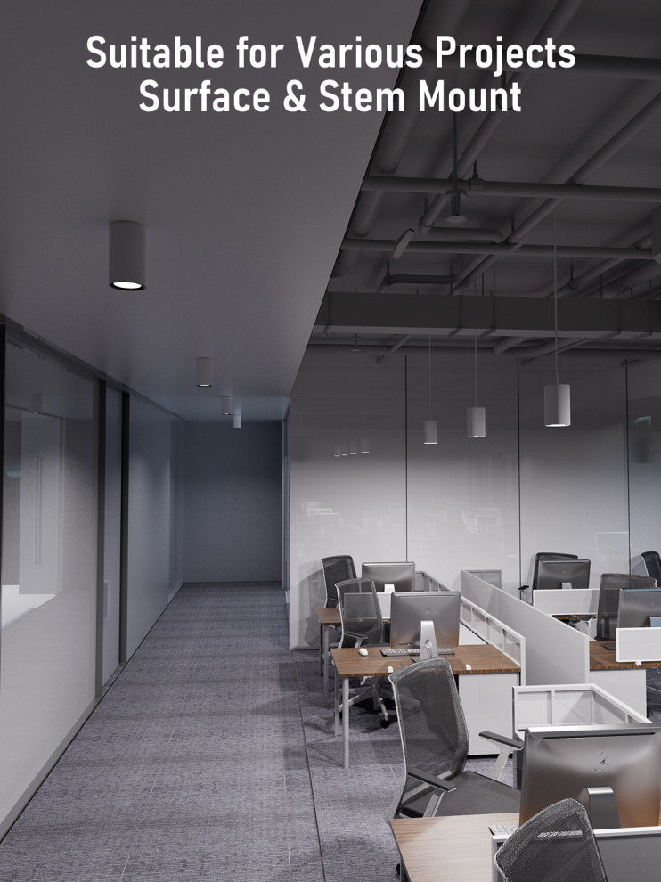 2 Pack 5CCT LED 6 Inch Commercial Pendant Light, 3 Power Options, White