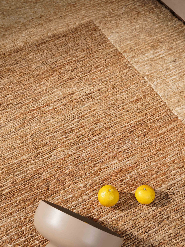 Hand Knotted Sumak Jute Area Rug Contemporary Light Brown White, [Rectangle] 8'x10'
