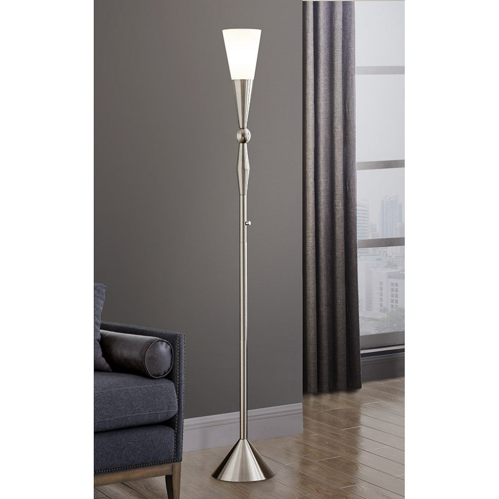 DIONE  72"H Metal Torchiere Floor lamp, LED Dimmable, Bulb Included, Brushed Nic