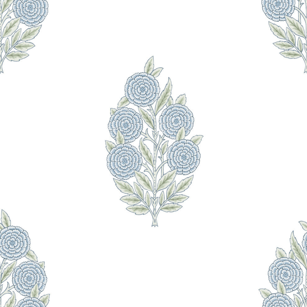Blue Dutch Floral Peel and Stick Wallpaper Blue By Roommates
