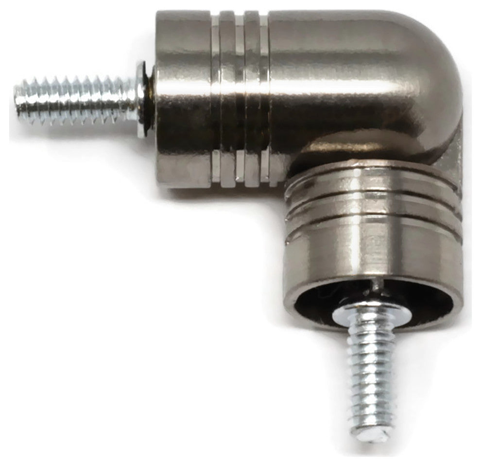 Hinged Elbow Connector for Corner Rod, Brushed Steel, 7/8"