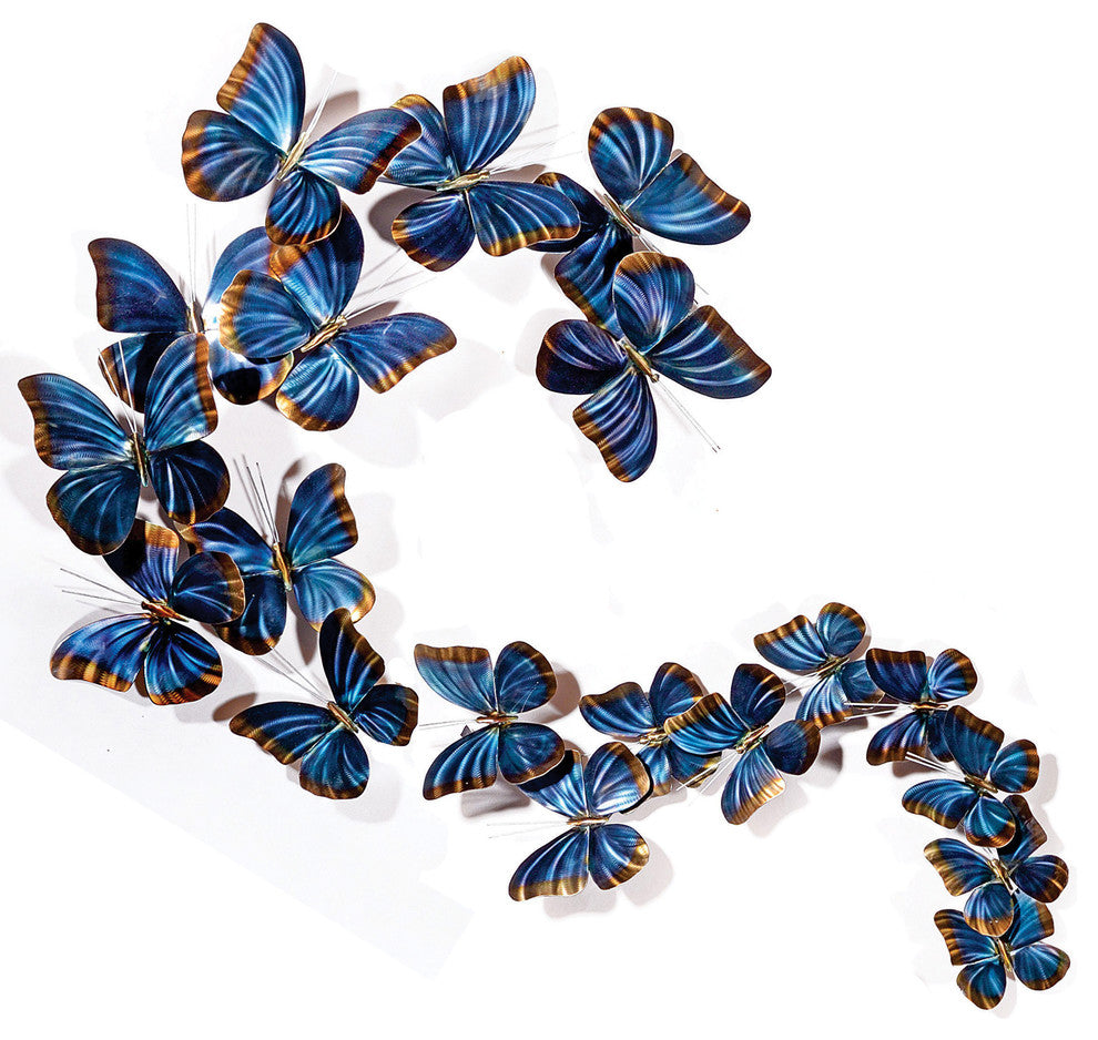 Modern Farmhouse Home Decor 'Blue Morpho S Flight' Contemporary Butterfly Art
