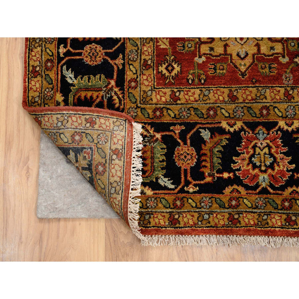 Red/Black Hand/Knotted, Karajeh Design, Organic Wool, Oriental Rug, 8'2"x10'0"
