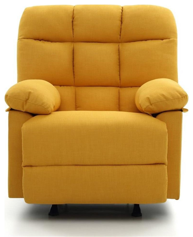 Glory Furniture Cindy Twill Fabric Rocker Recliner in Yellow