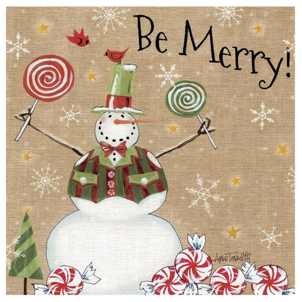 "Sweet Snowmen IV" Digital Paper Print by Anne Tavoletti, 32"x32"