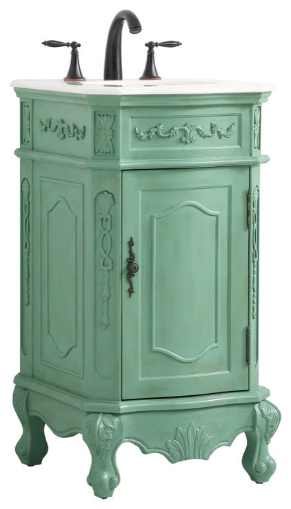 19" Single Bathroom Vanity, Vintage Mint