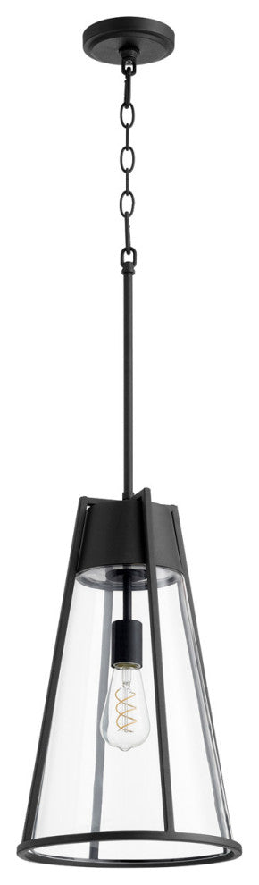 Quorum 827-69 One Light Pendant, Black w Clear Finish
